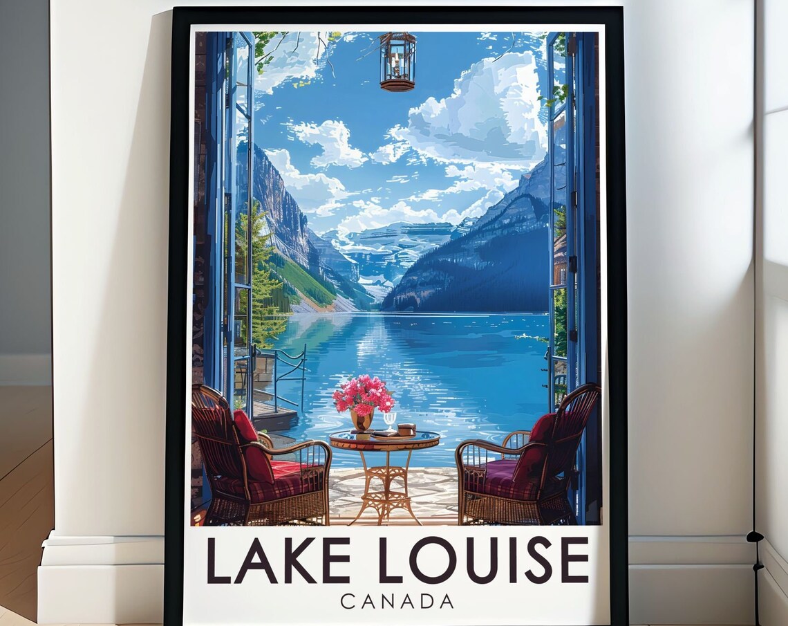 Lake Louise Canada Lakeside Terrace Mountain View Relaxing Poster
