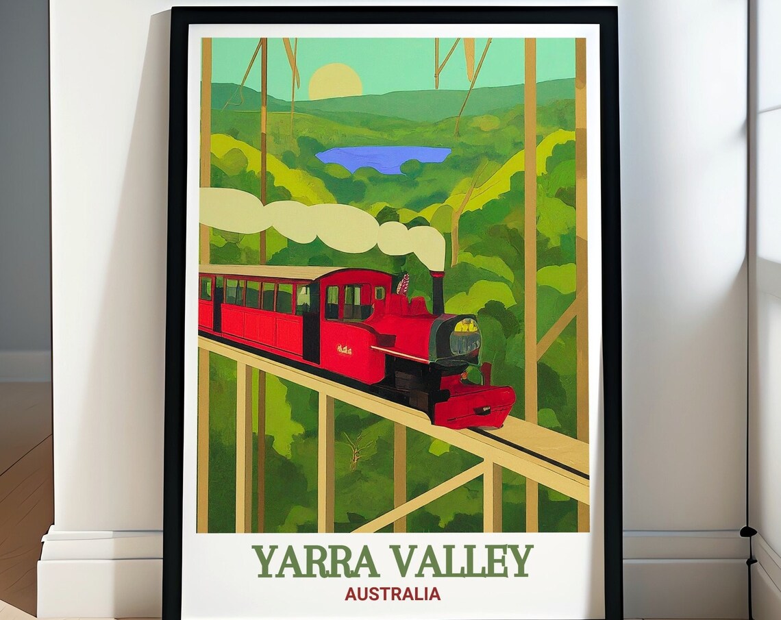 Yarra Valley Steam Train Trestle Bridge Australia Travel Poster