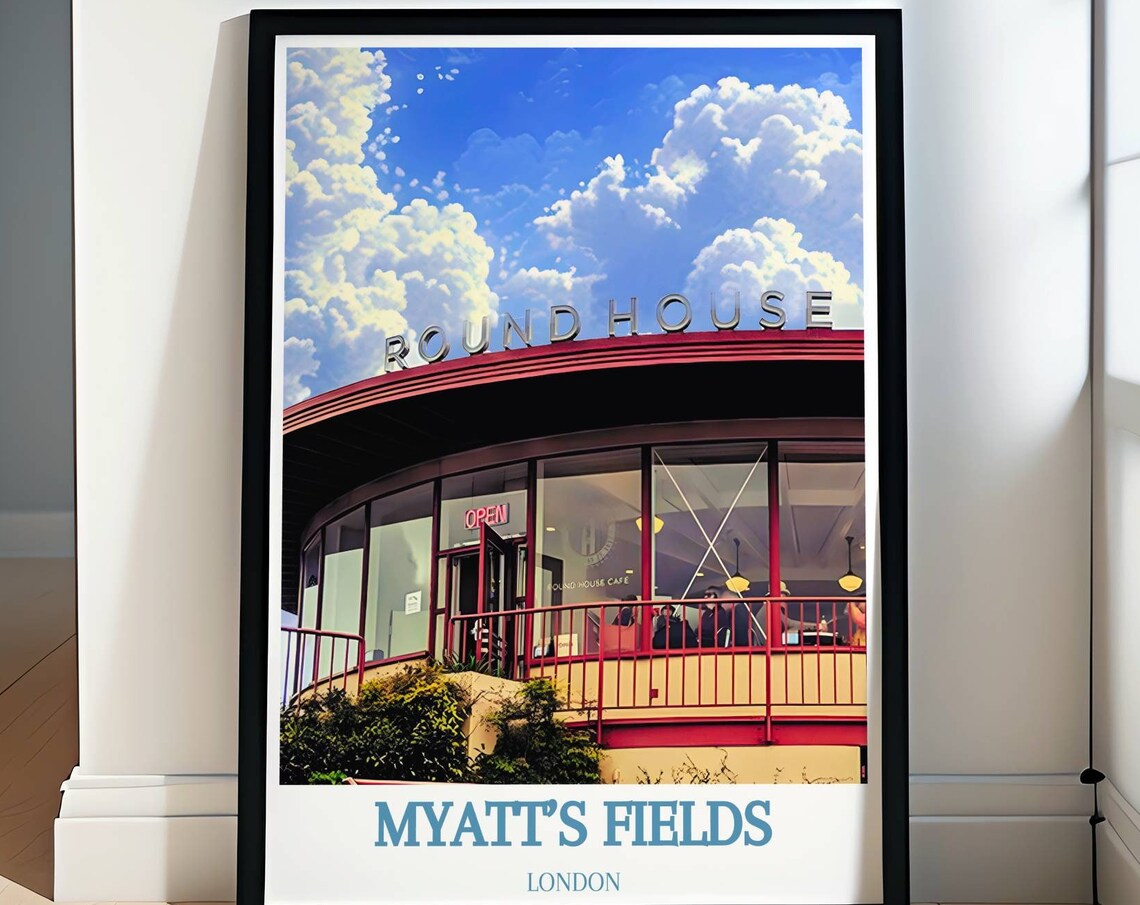 Myatt's Fields London Round House Cafe Art Deco Travel Poster
