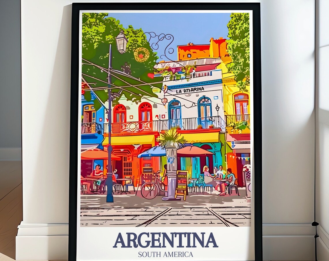 Buenos Aires La Boca Colorful Street Cafes District Poster Art