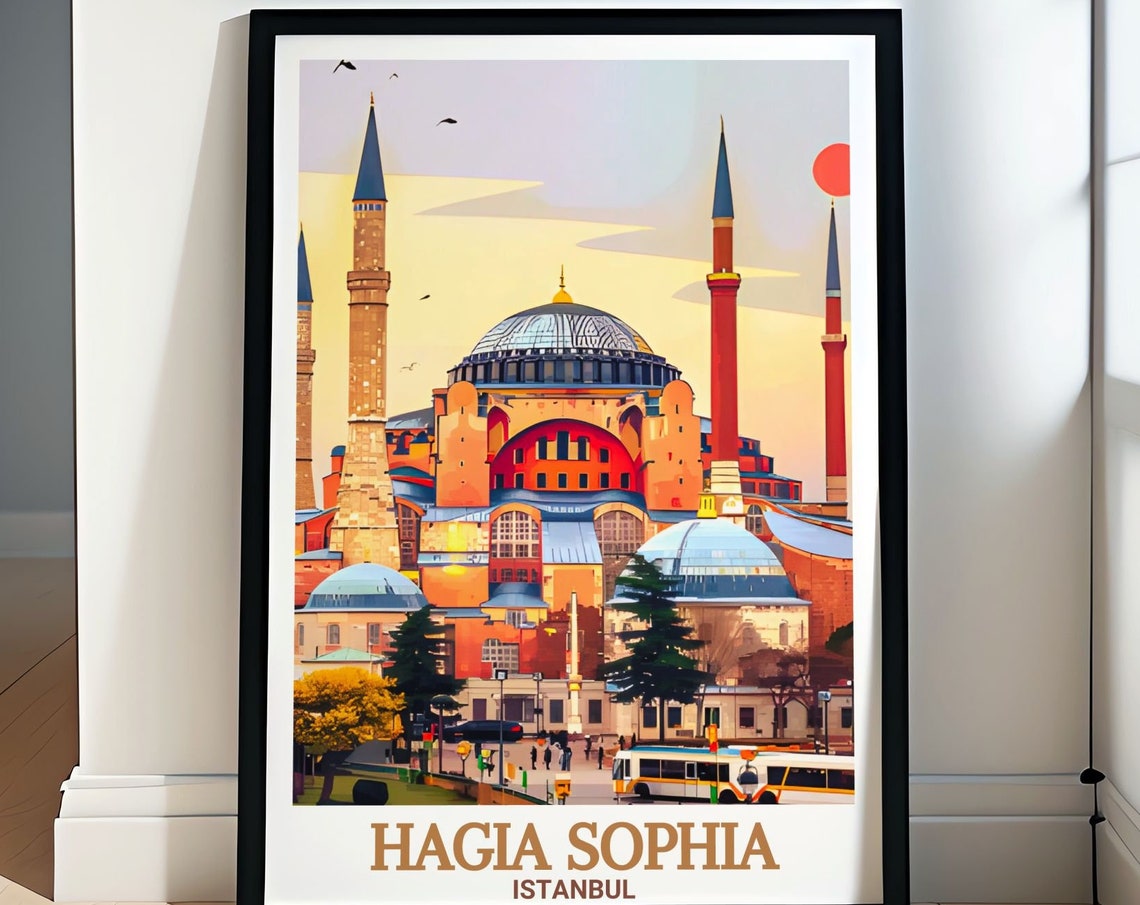 Hagia Sophia Art Print Istanbul Travel Poster Turkey Wall Art Hagia Sophia Photo Hagia Sophia Poster Turkey Framed Art
