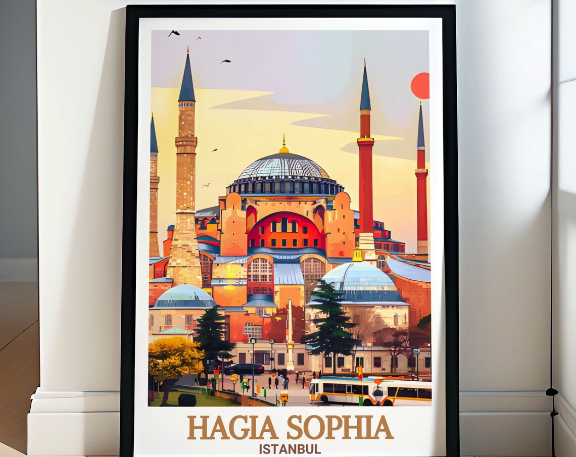 Hagia Sophia Mosque Grand Dome Minarets Sunset Istanbul Poster