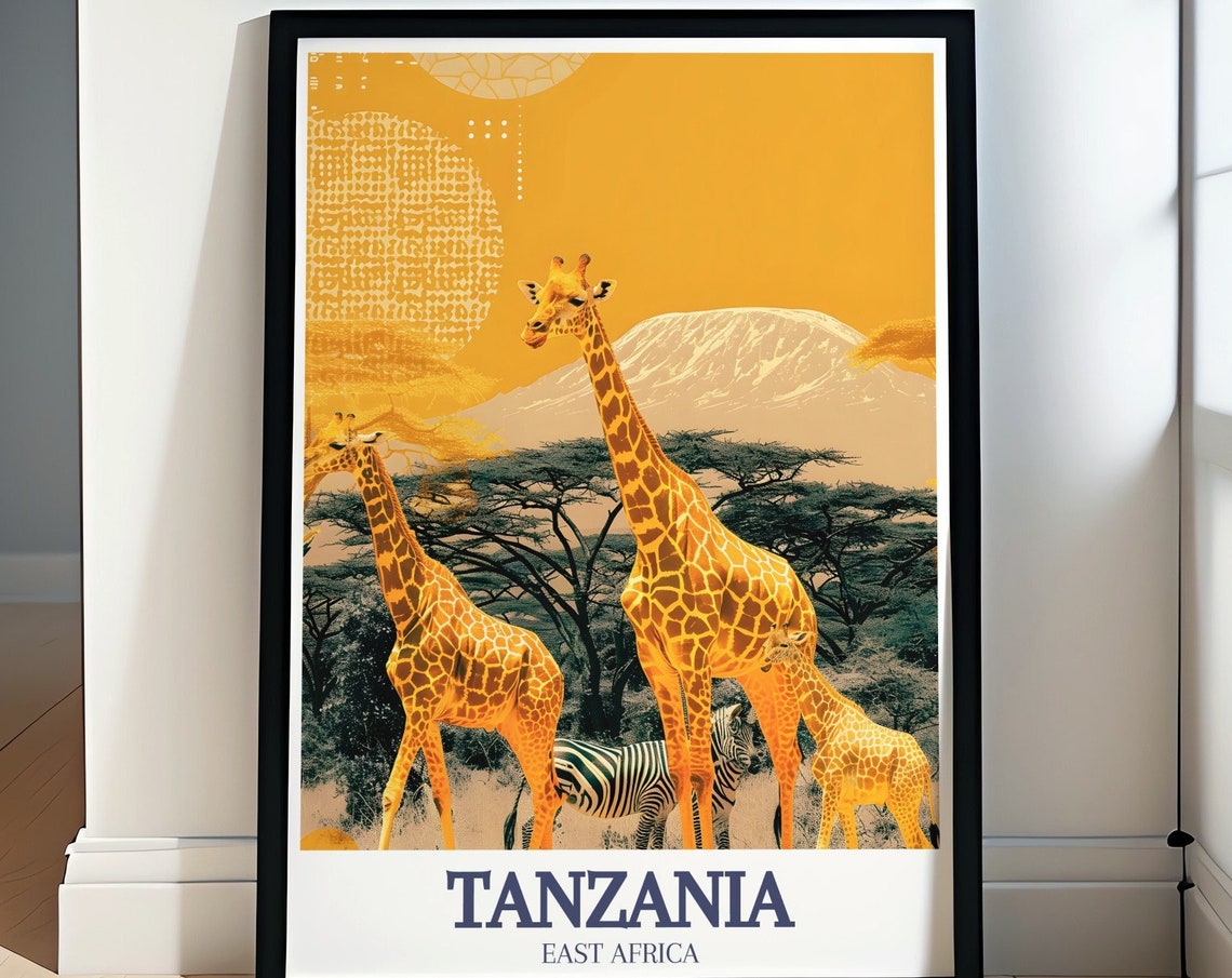 Tanzania Wall Art Mount Kilimanjaro Travel Poster Serengeti National Park And Tanzania Wall Art Kilimanjaro And Serengeti Decor