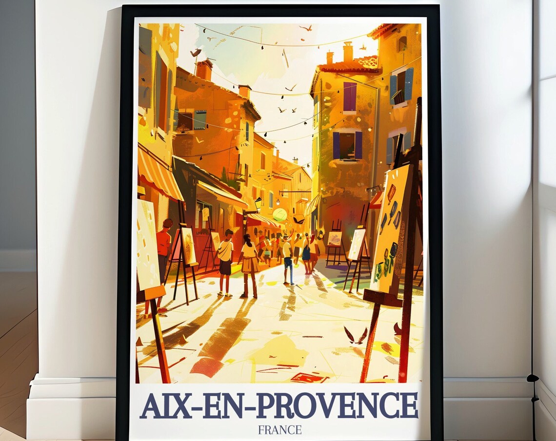 Aix-En-Provence Sunlit Artists Quarter Easels Street France Poster