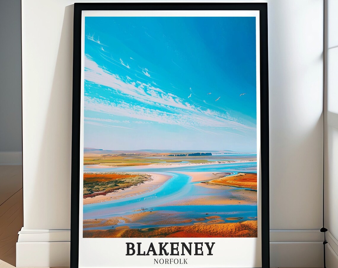 Blakeney Point Tidal Estuary Aerial Norfolk England Travel Poster
