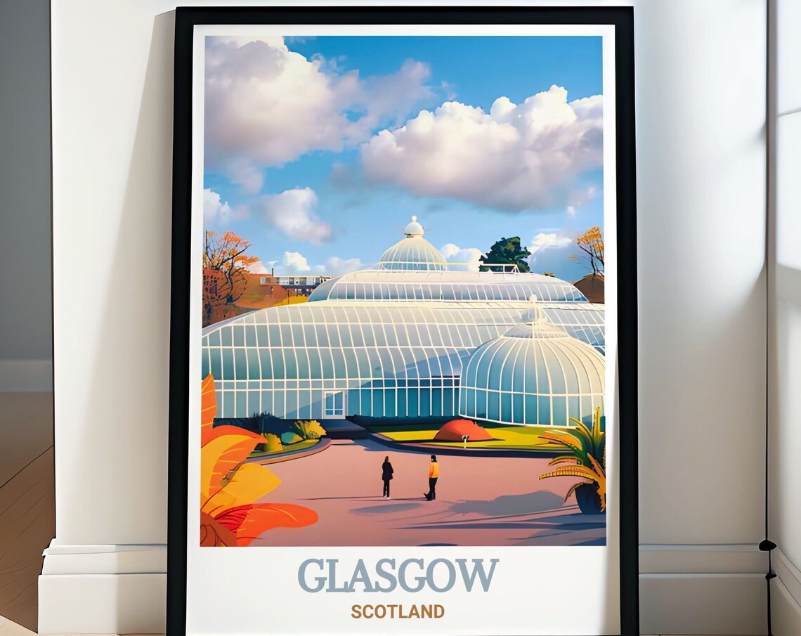 Glasgow Botanic Gardens Glasshouse Victorian Palm House Travel Poster