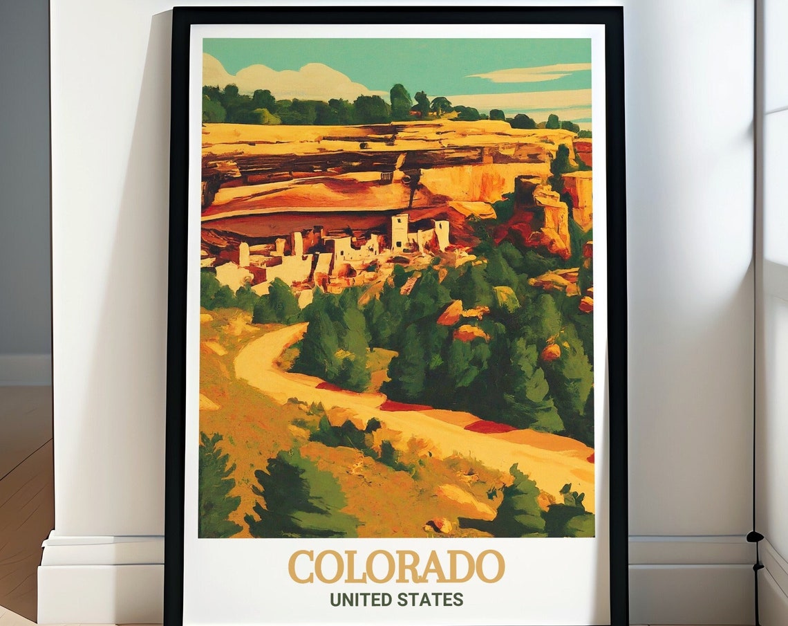 Colorado Travel Poster Mesa Verde National Park Poster And Usa Art Decor Mesa Verde National Park Travel Poster And Print Colorado Art