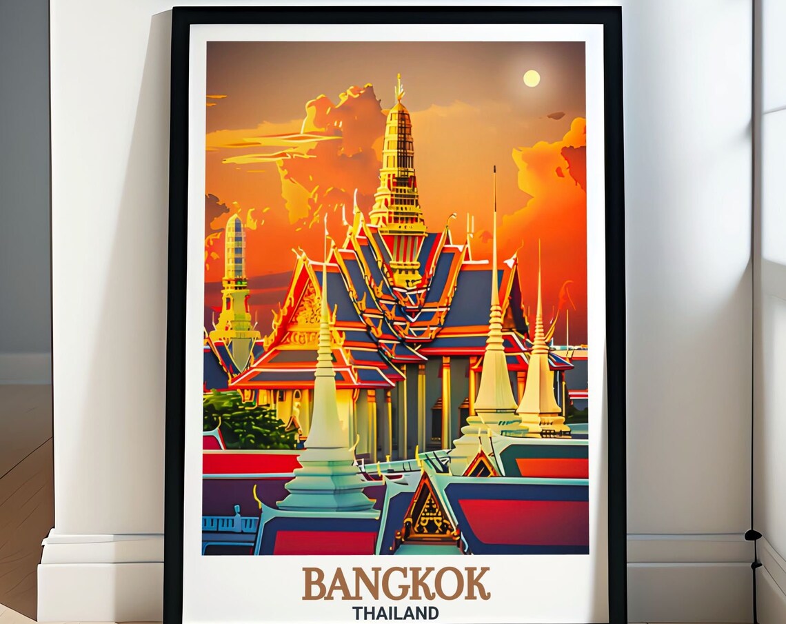 Bangkok Grand Palace Golden Spires At Sunset Thailand Poster
