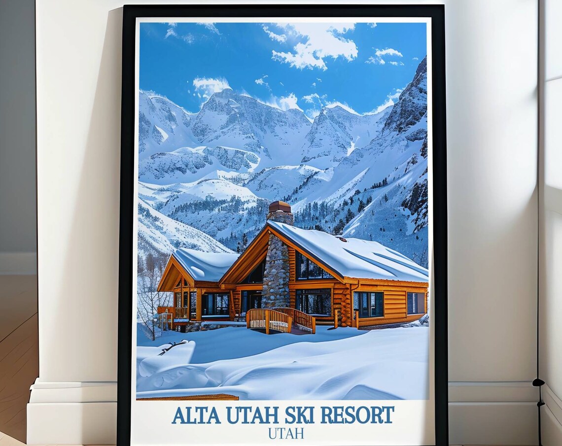 Alta Utah Ski Resort Snowy Cabin Lodge Winter Retreat Poster