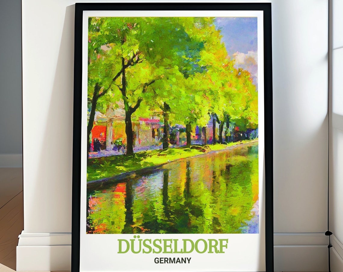 Düsseldorf Germany Königsallee Canal Impressionist Avenue Poster