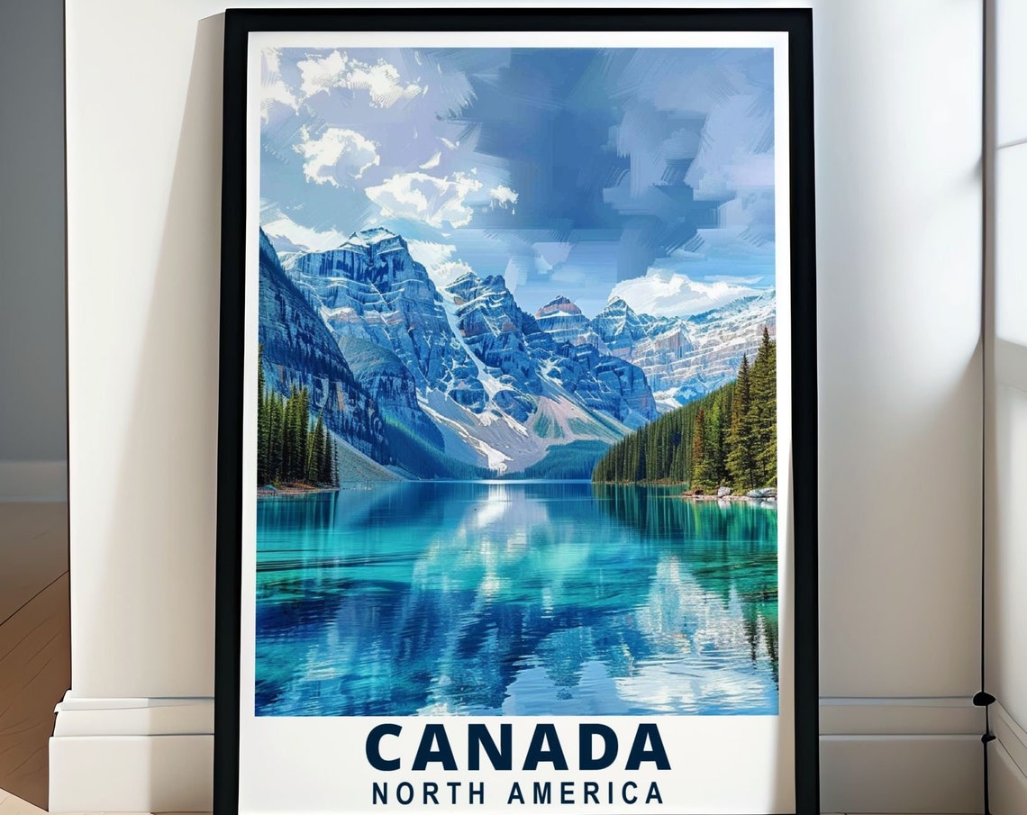 Canada Lake Louise Poster Jewel Of The Rockies Lake Louise Print Vibrant Canadian Landscape Decor Lake Louise Travel Art