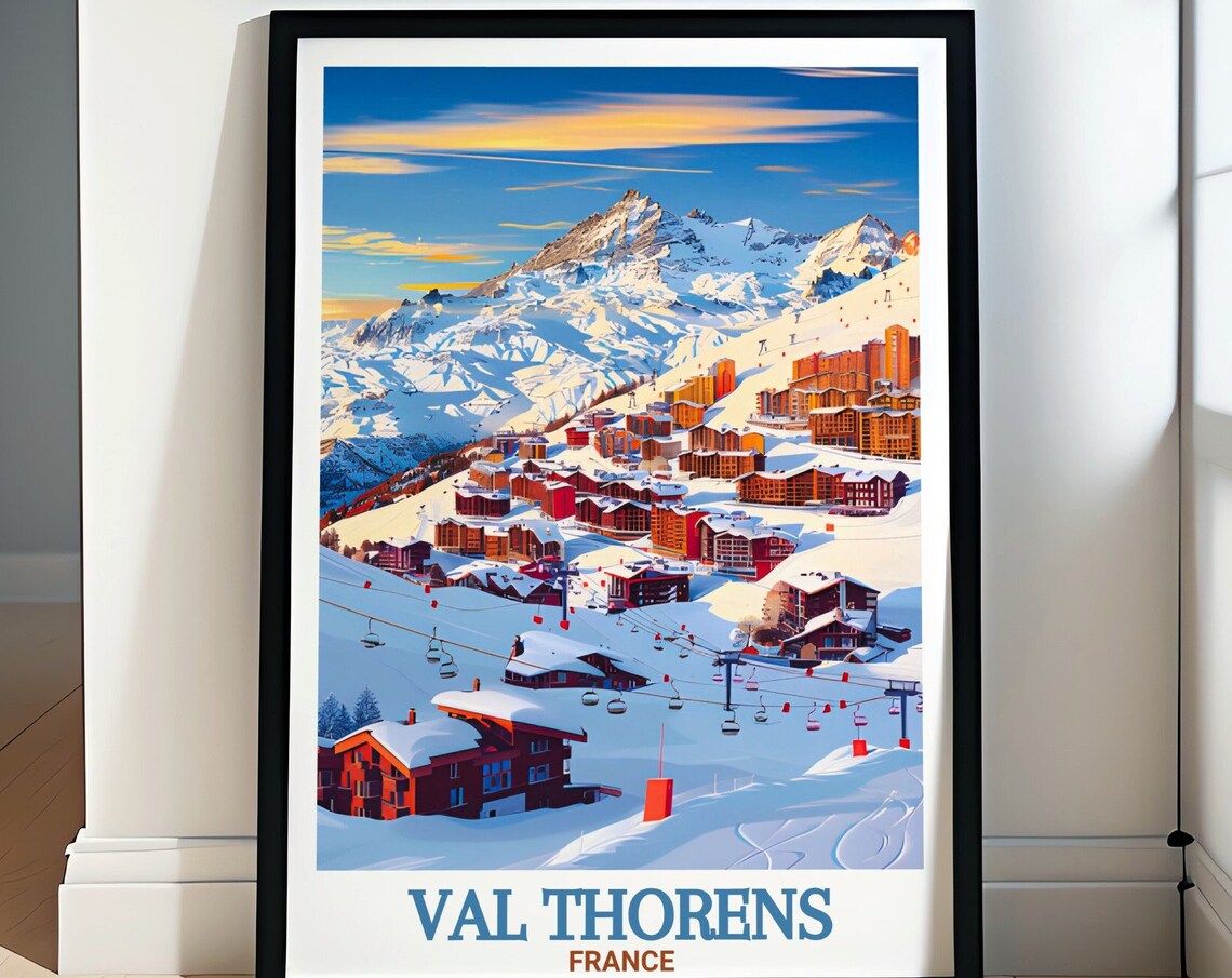 Val Thorens Travel Poster, Ski Resort Wall Art