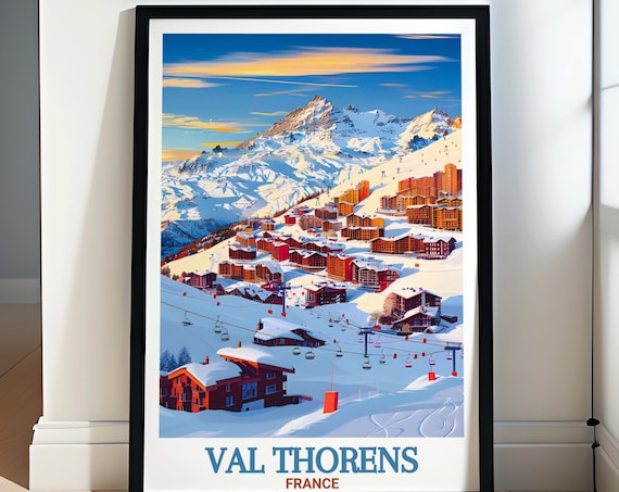 Val Thorens Travel Poster, Ski Resort Wall Art