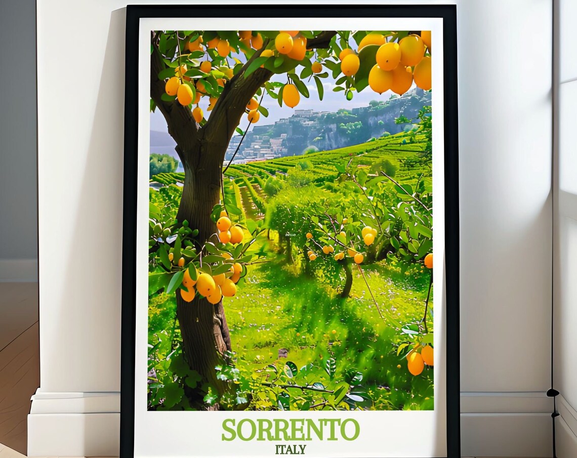 Sorrento Italy Sunlit Lemon Grove on Terraced Hills Orchard Poster