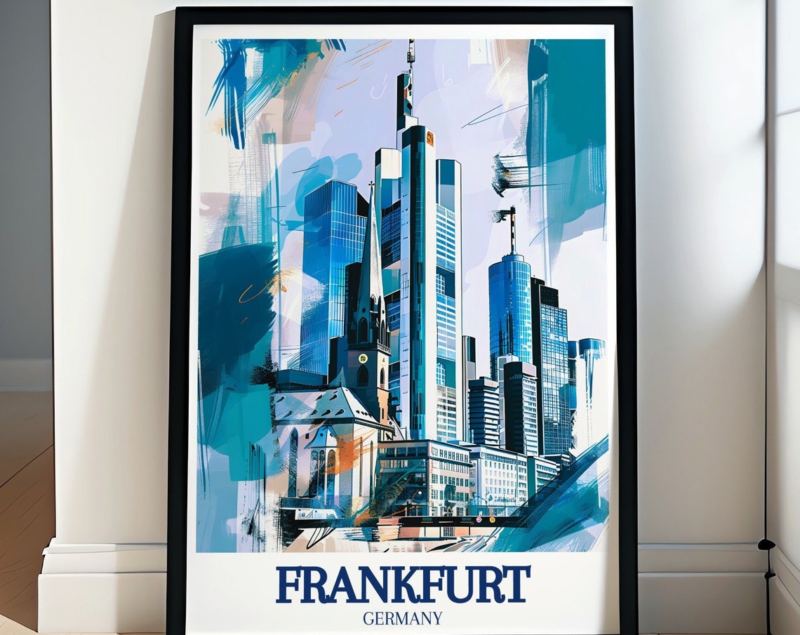 Frankfurt Commerzbank Tower Modern Skyline Abstract City Poster