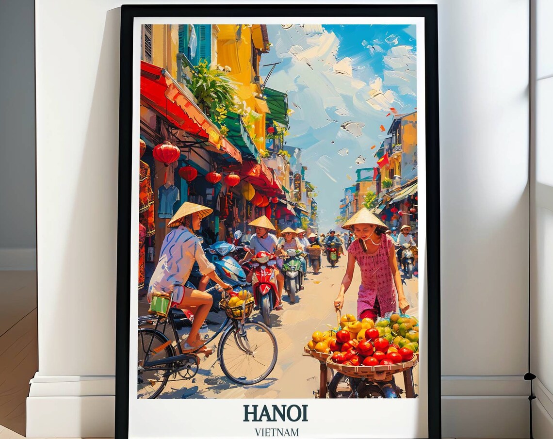 Hanoi Old Quarter Art Print, Vietnam Travel Poster