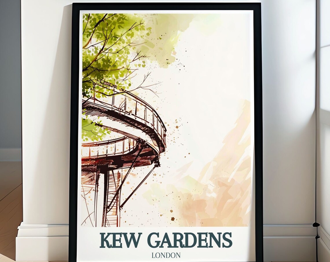 Kew Gardens Treetop Walkway Watercolor Sketch Style Art Poster