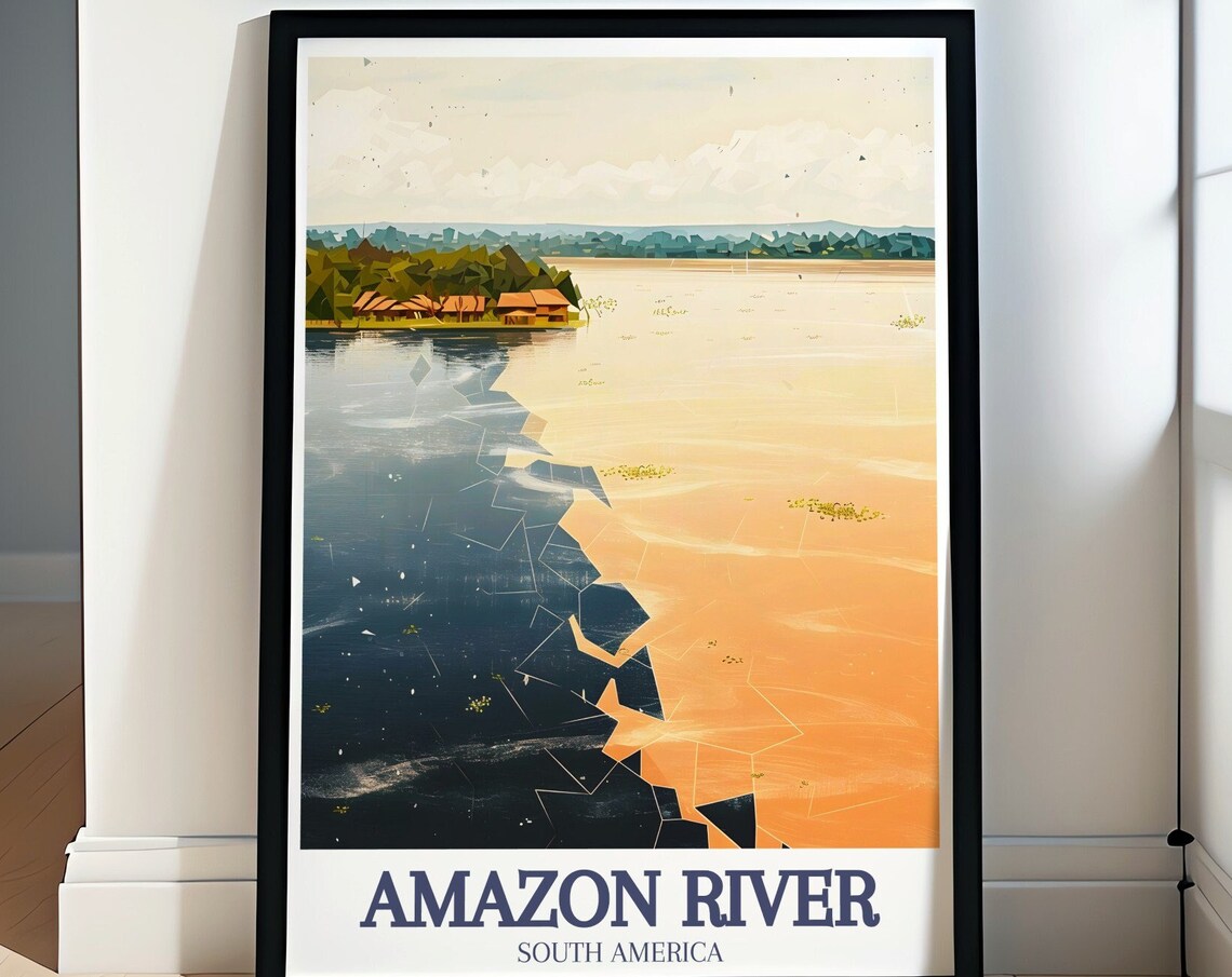 Amazon River Meeting of the Waters Geometric River Art Poster