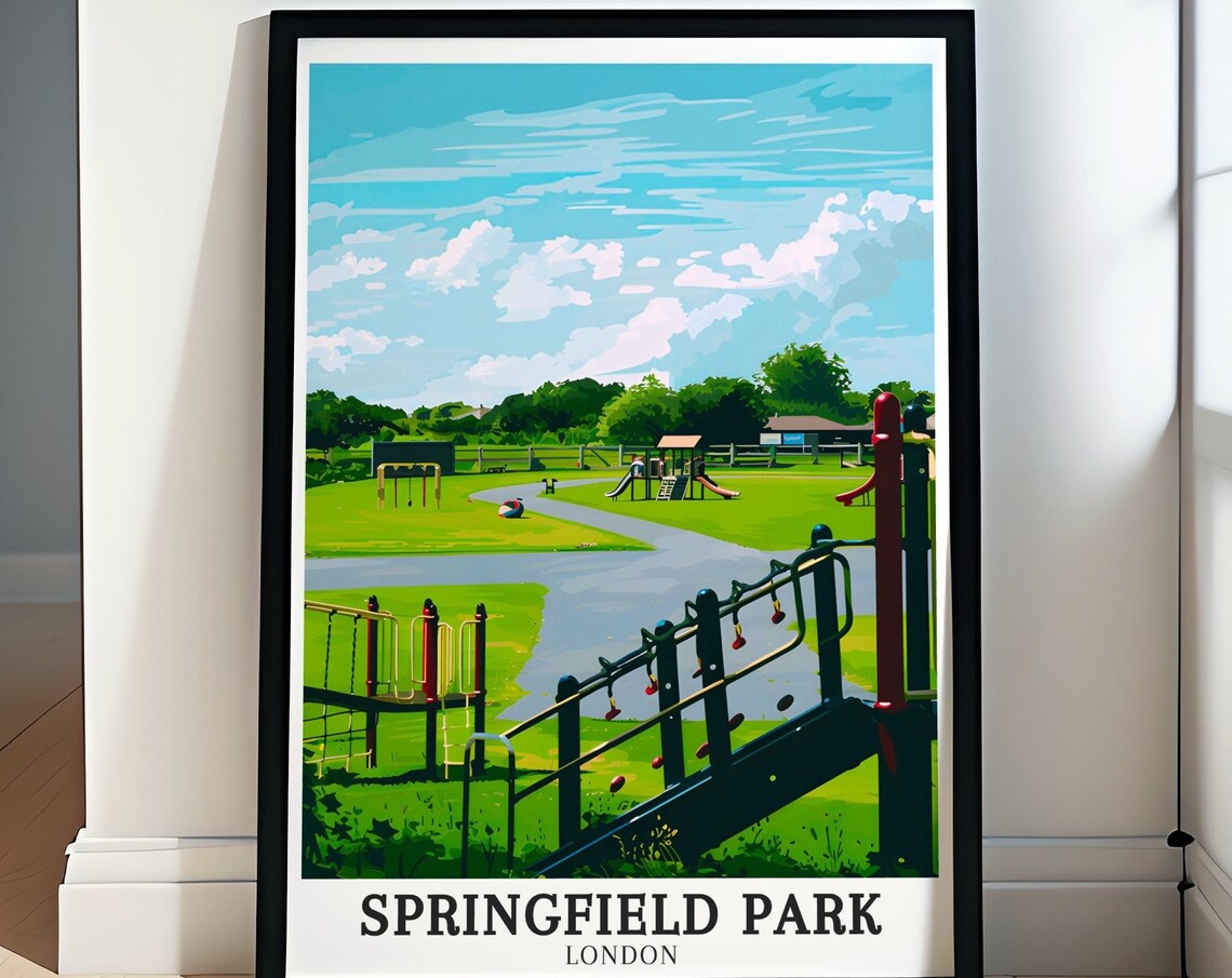 Springfield Park London Playground Swings Slides Sunny Park Poster
