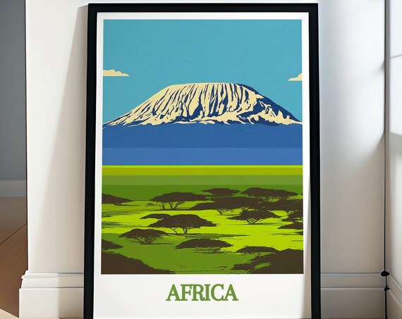 Africa Travel Art Mount Kilimanjaro Africa Decor Mount Kilimanjaro Art For Home Decor Mount Kilimanjaro Travel Poster