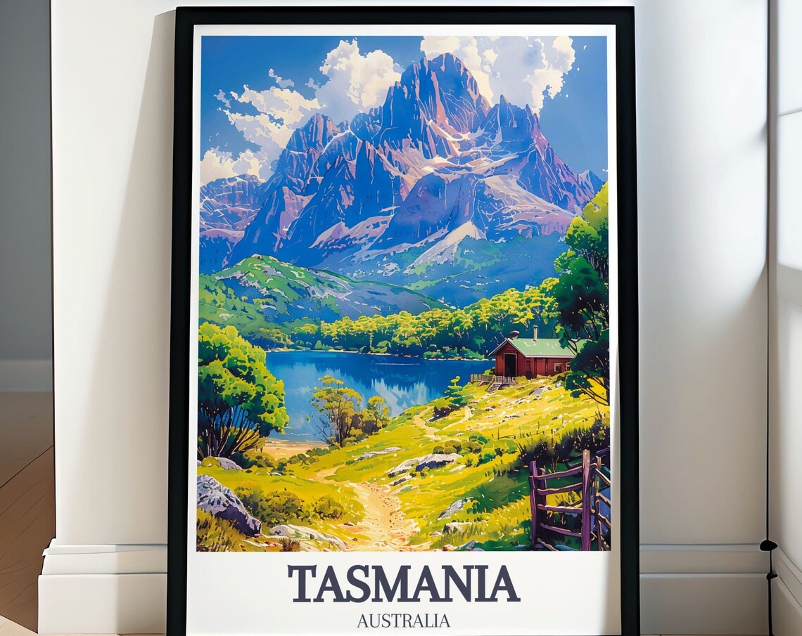 Tasmania Australia Cradle Mountain Lake Scenic Travel Poster
