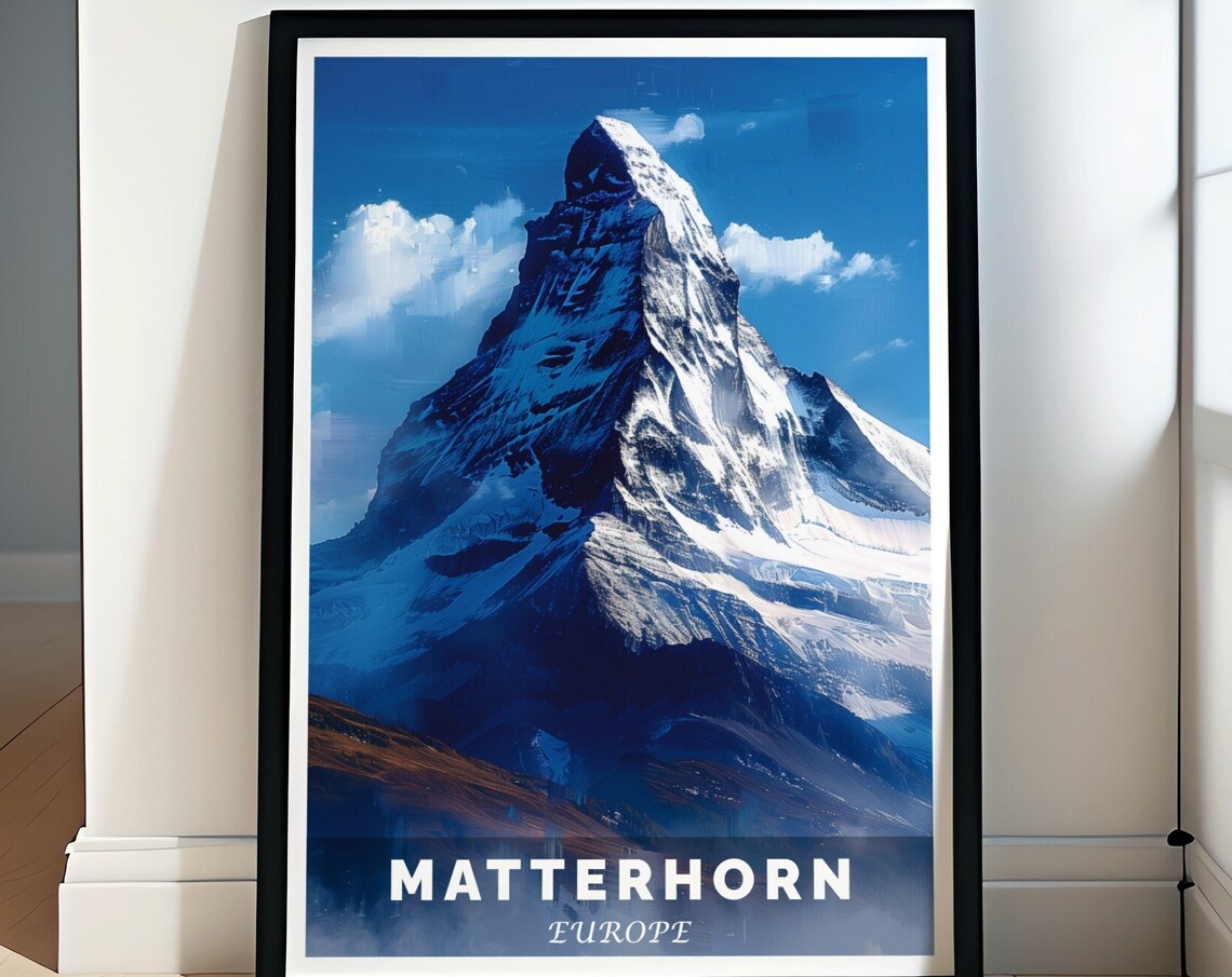 Matterhorn Europe Snow-Capped Mountain Peak Summit Art Classic Poster