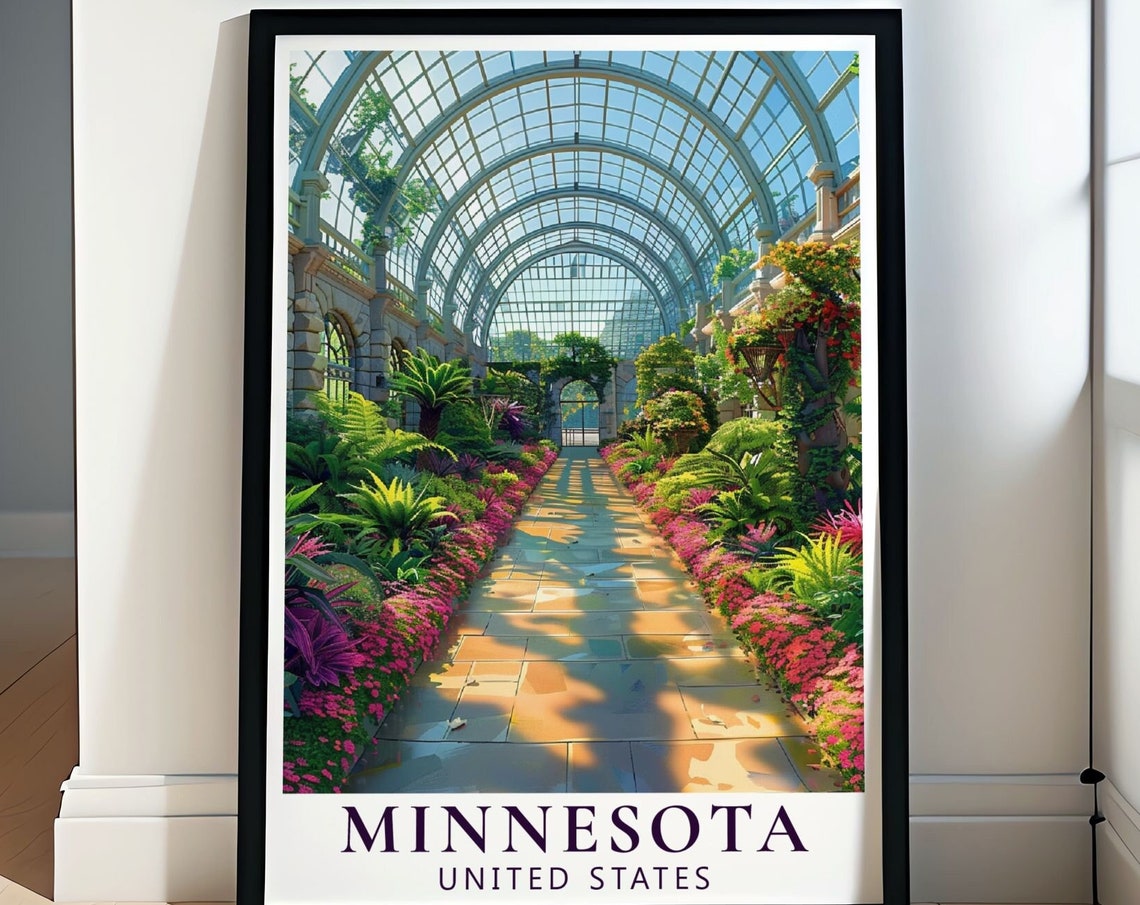 Minnesota Como Park Conservatory Flower Lined Glasshouse Poster