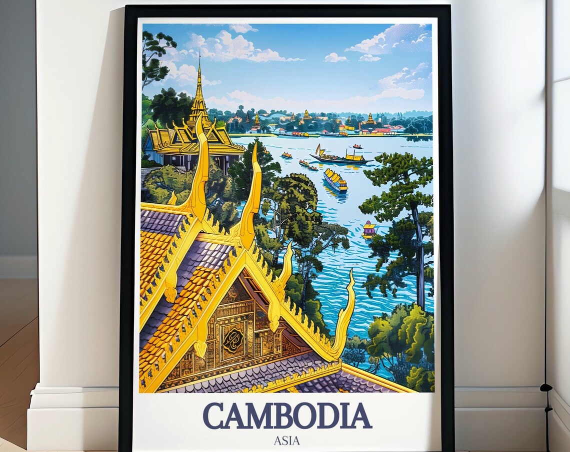 Royal Palace Phnom Penh Golden Temples Cambodia Travel Poster