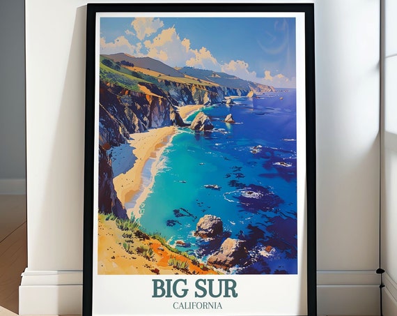 Big Sur Art Big Sur Wall Art Bixby Creek Bridge Poster Pacific Ocean Travel Poster