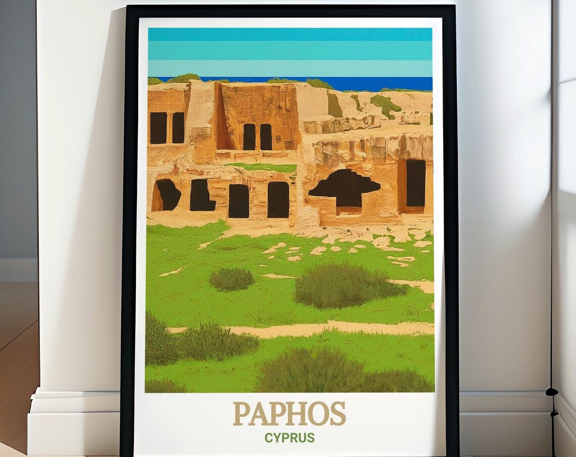 Paphos Cyprus Tombs of the Kings Ancient Ruins Travel Poster