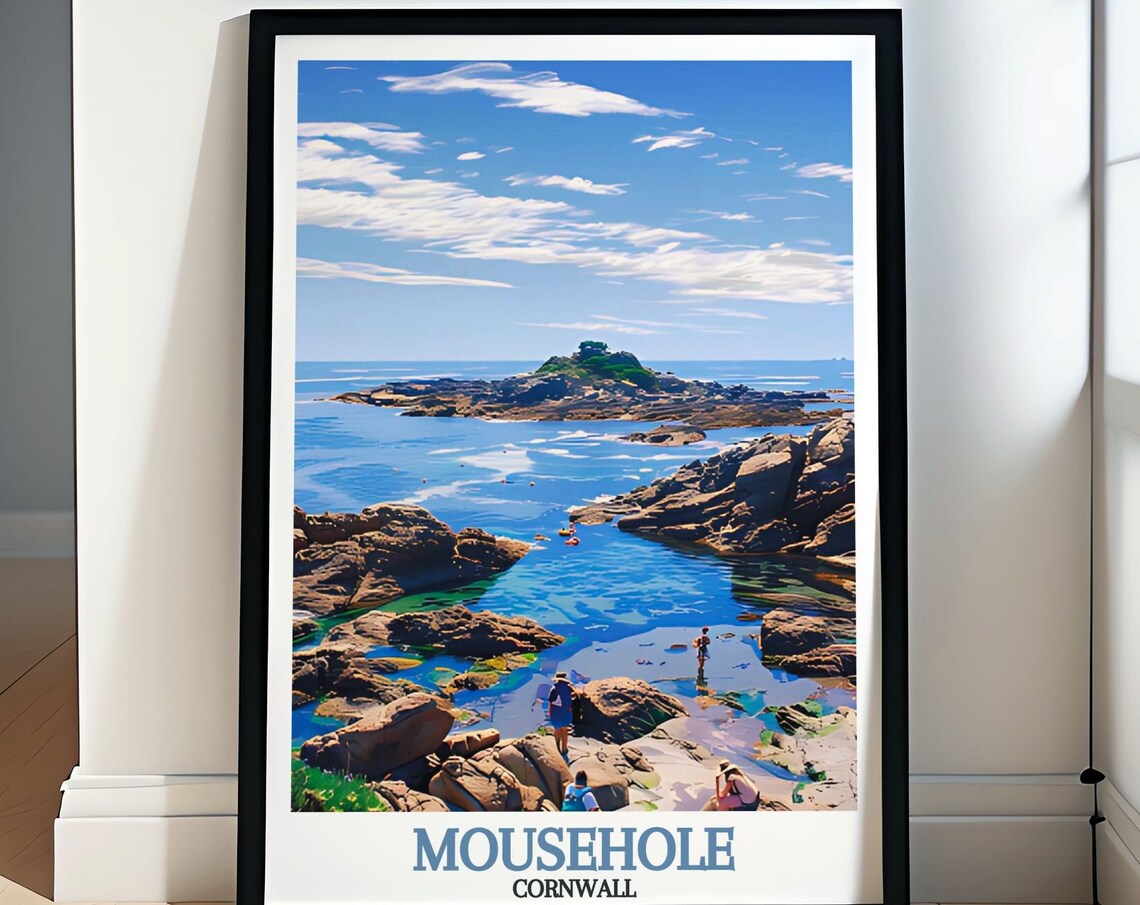 Mousehole Cornwall Rocky Cove St Clements Isle Seaside Travel Poster