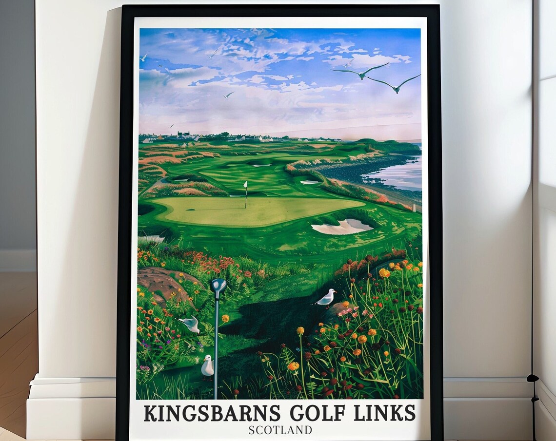 Kingsbarns Golf Travel Poster, Fife Coastline