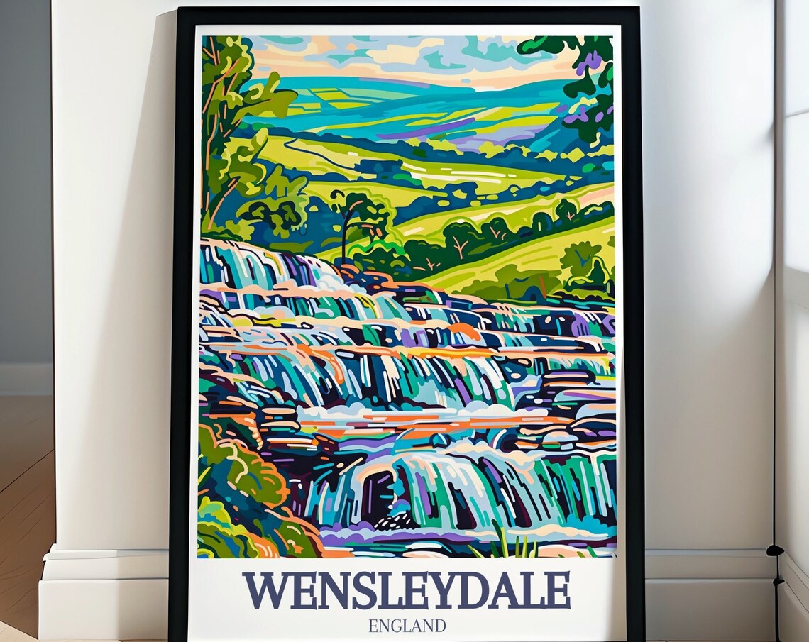 Wensleydale Aysgarth Falls England Waterfall Dales Travel Poster