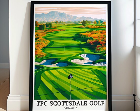 Tpc Scottsdale Golf Ptint Par3 16th Hole And Mcdowell Mountains Art Tpc Scottsdale Golf Gifts Tpc Scottsdale Golf Posters