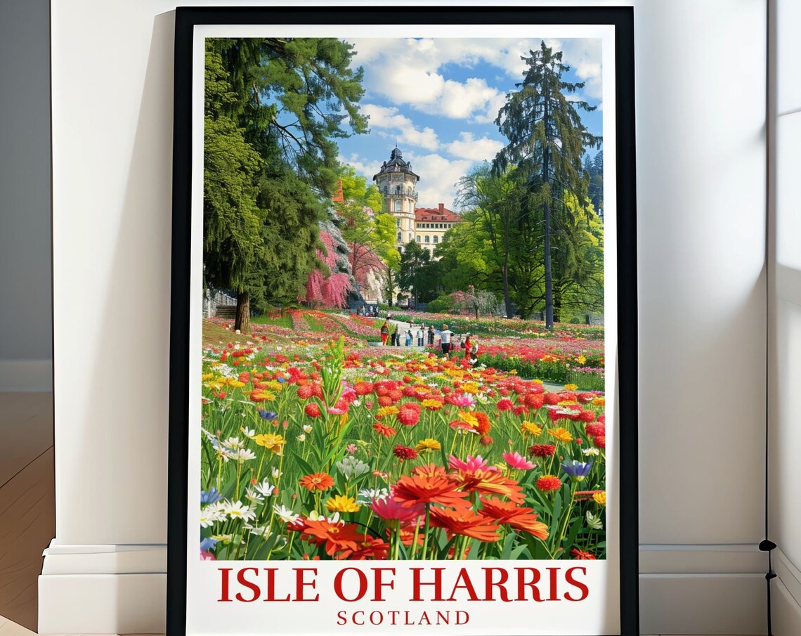 Harris Wildflower Garden Grand Castle Among Tall Pines Scotland Poster