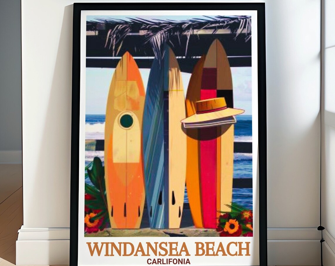 Windansea Beach California Colorful Surfboards Straw Hat Poster