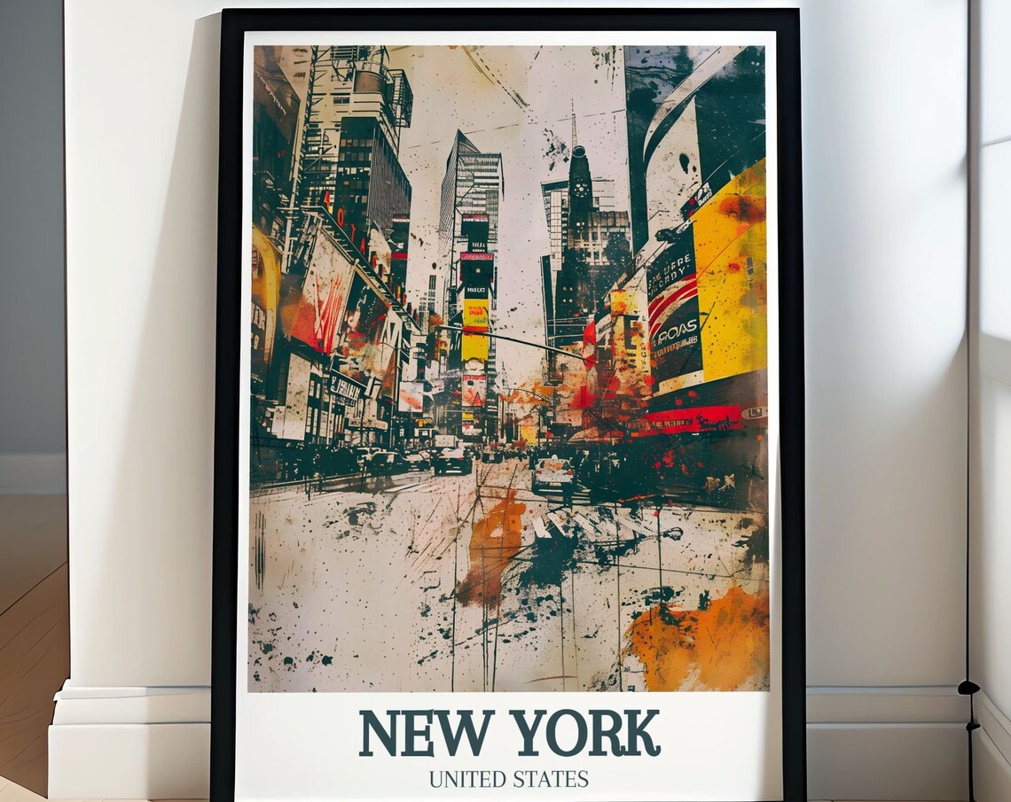 New York Times Square Street Watercolor United States Poster