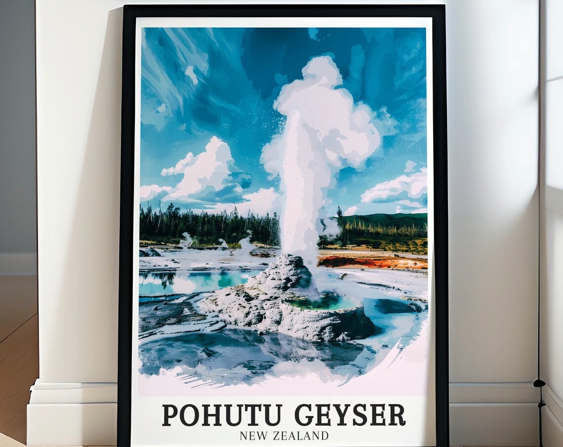 Pohutu Geyser New Zealand Towering Eruption Cone View Poster