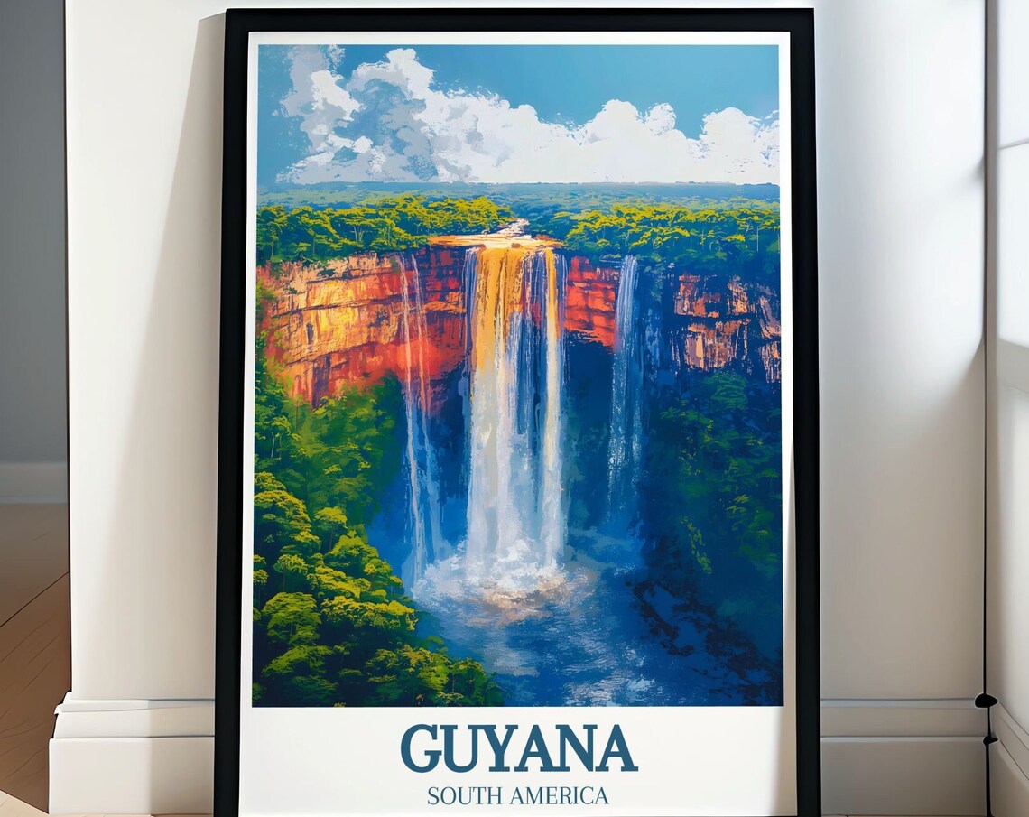 Kaieteur Falls Guyana Mighty Waterfall Jungle Wonder Travel Poster
