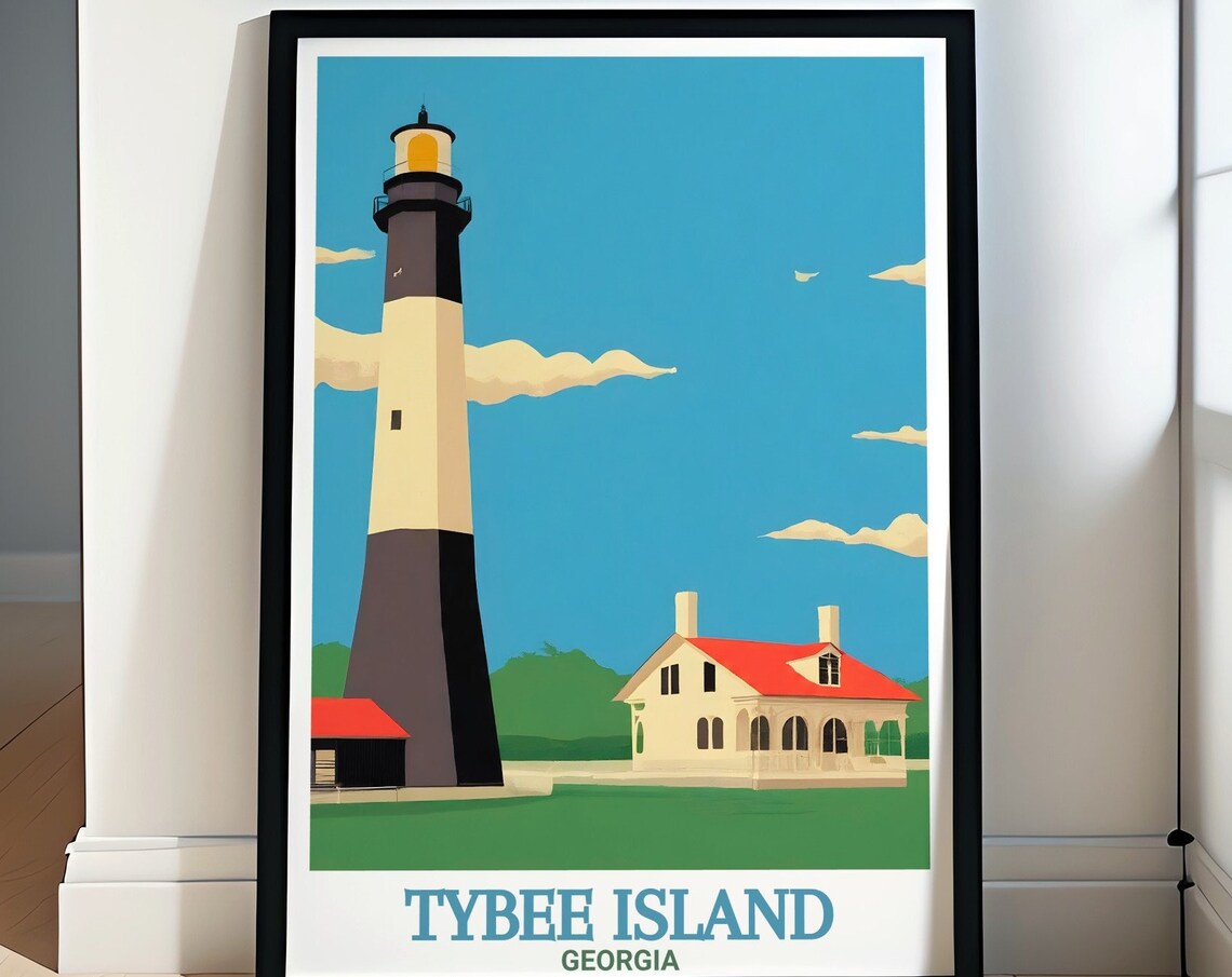 Tybee Island Georgia Lighthouse Light Station Historic Travel Poster