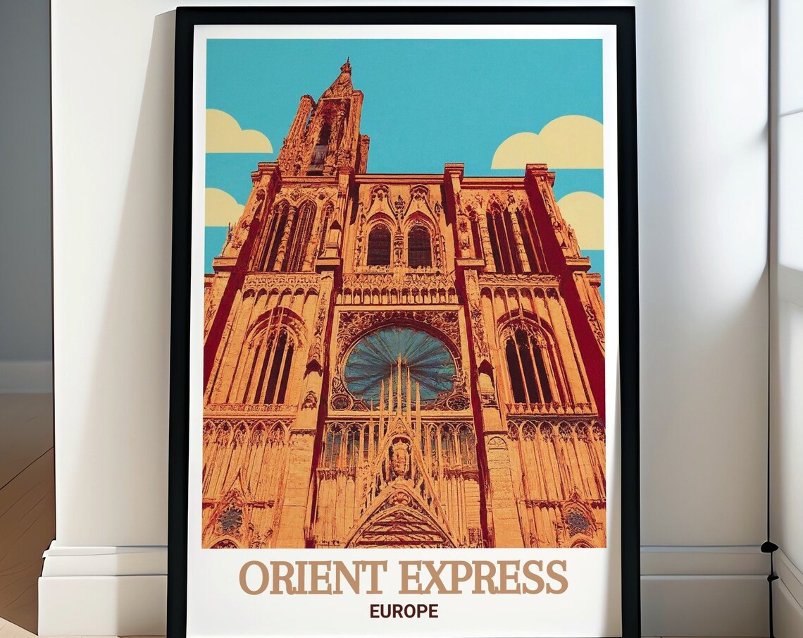 Strasbourg Cathedral Orient Express Gothic Facade Travel Poster