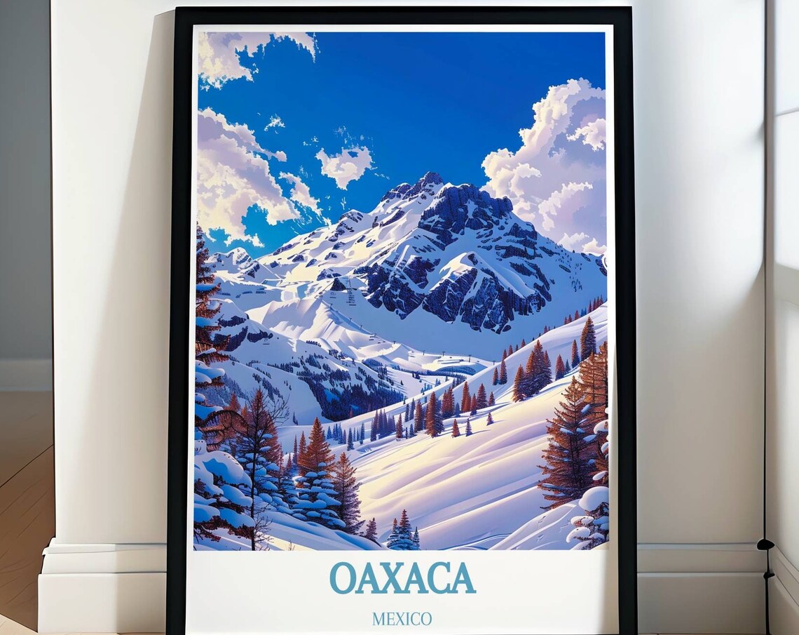 Oaxaca Mexico Snowy Peak Alpine Meadow Winter Scene Travel Poster