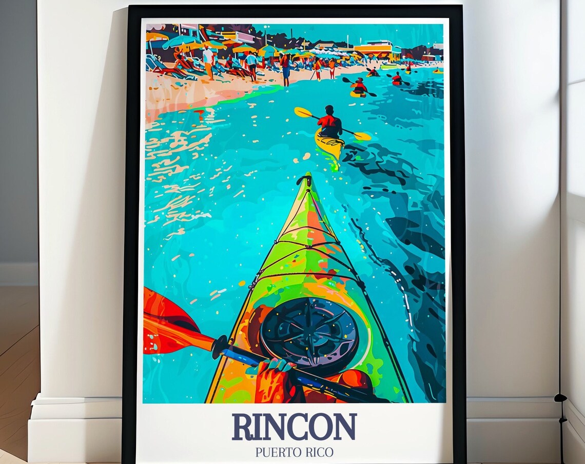 Rincon Puerto Rico Kayaking Turquoise Bay Adventure Travel Poster
