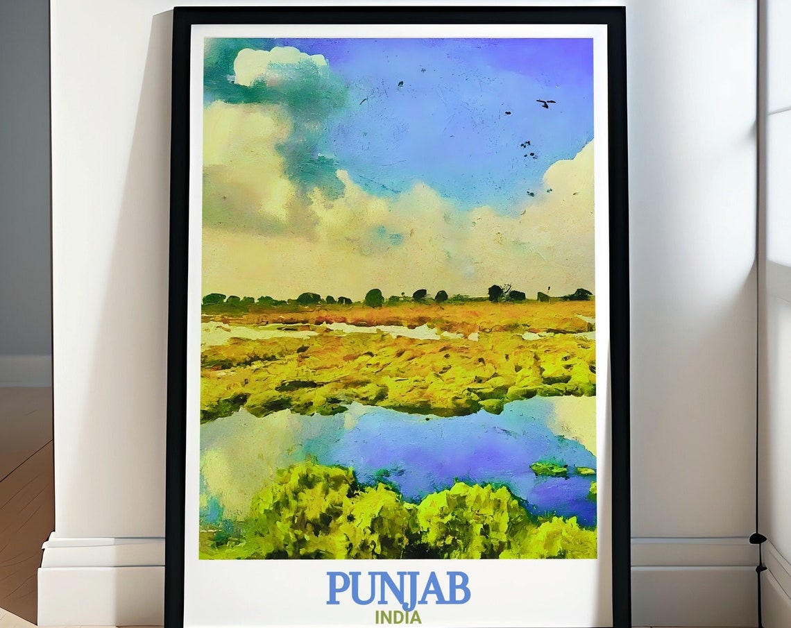 Punjab India Harike Wetland Bird Sanctuary Impressionist Poster