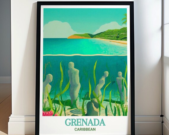 Grenada Underwater Sculpture Park Beneath Waves Caribbean Poster