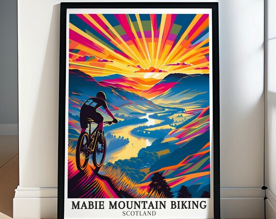 Mabie Mountain Biking Scotland Rainbow Sunrise Valley Poster