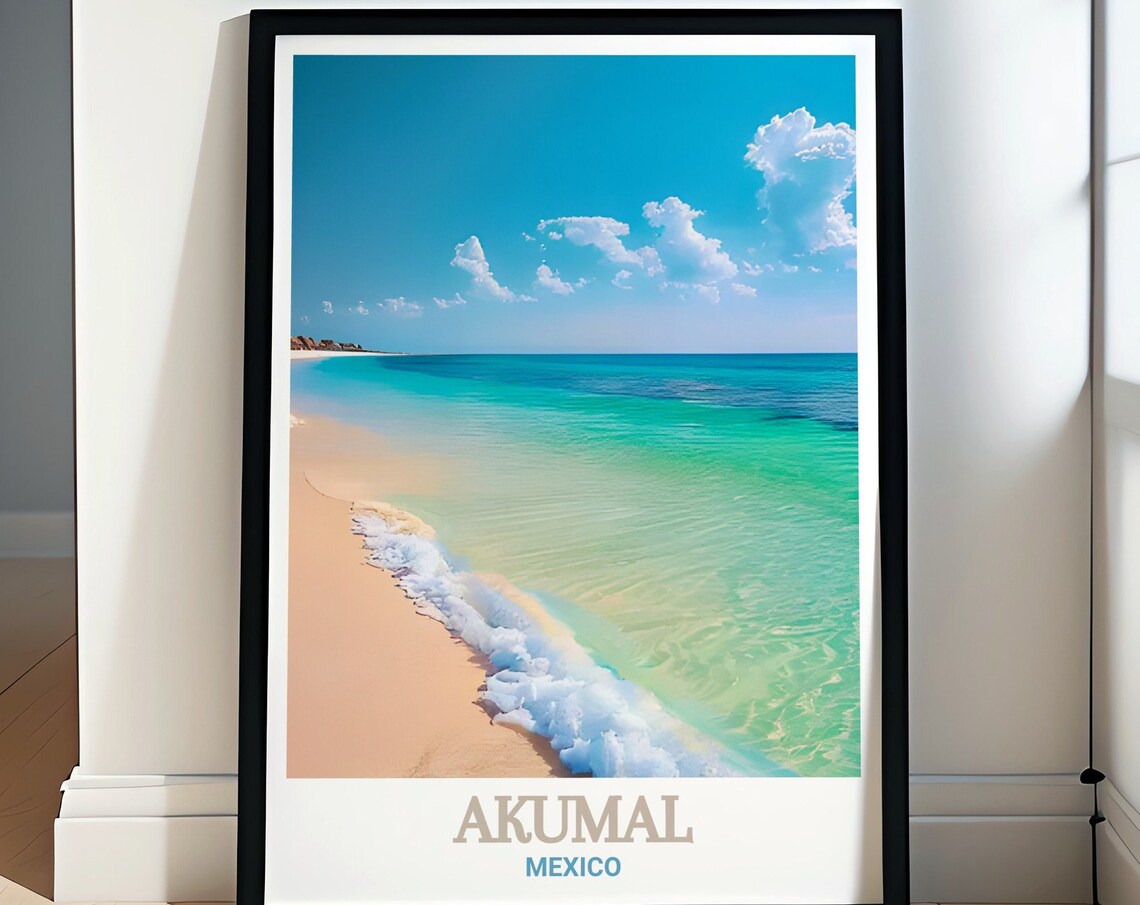 Akumal Travel Poster, Coastal Place Art Print