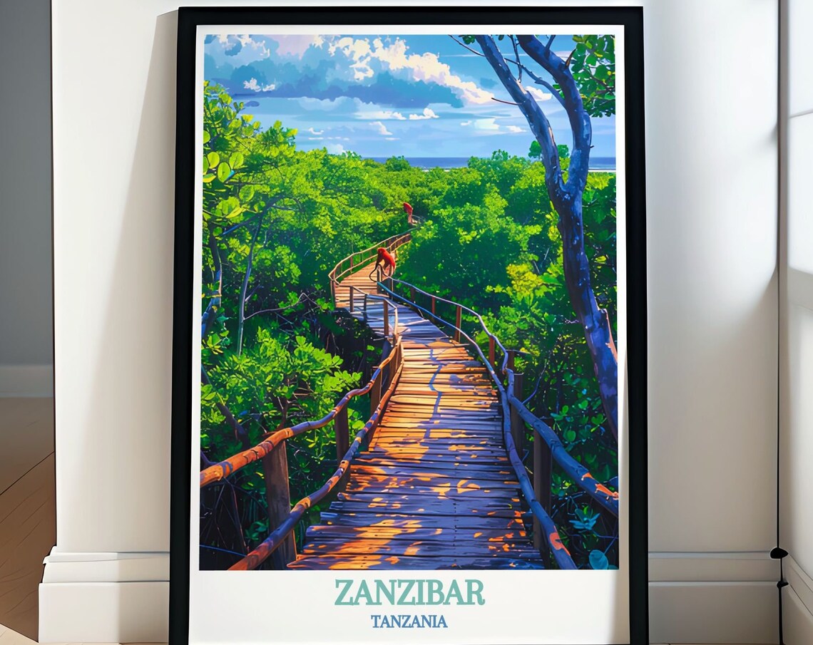 Zanzibar Jozani Forest Boardwalk Red Colobus Monkeys Travel Poster