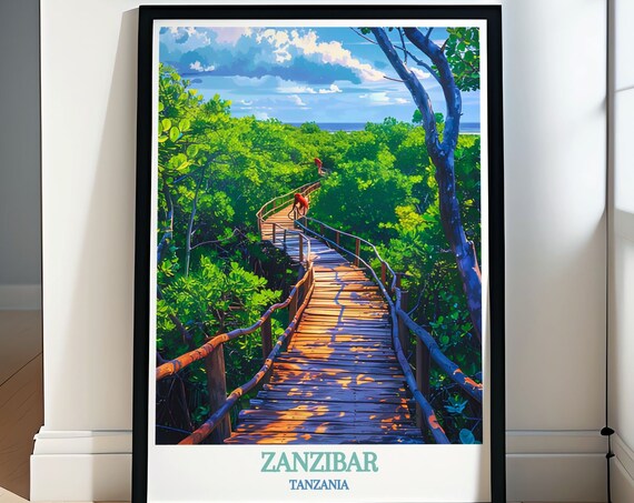 Zanzibar Wall Art Jozani Forest Travel Poster Zanzibar Print With Jozani Forest Jozani Forest Home Decor