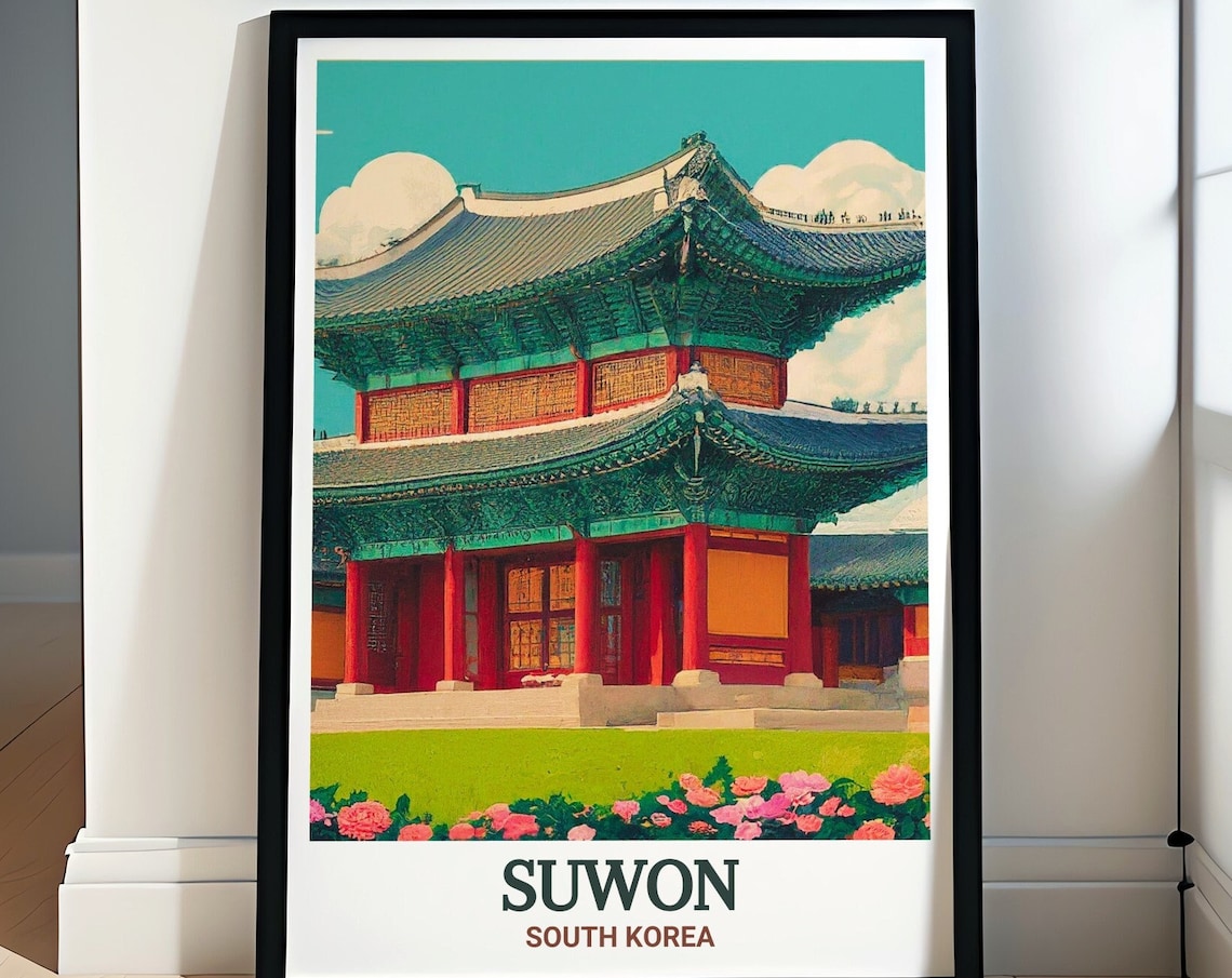 Suwon Hwaseong Haenggung Palace Pavilion Blooming Garden Poster